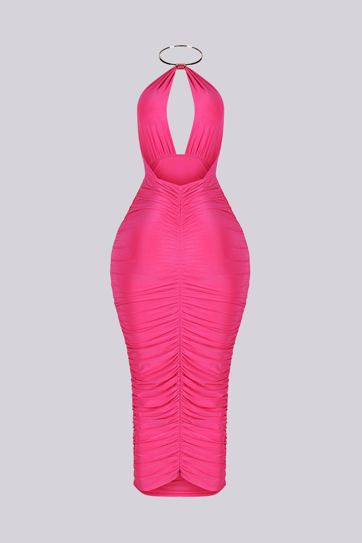 Turn Heads in Metal Choker Midi Dress
