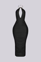Turn Heads in Metal Choker Midi Dress