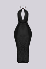 Turn Heads in Metal Choker Midi Dress