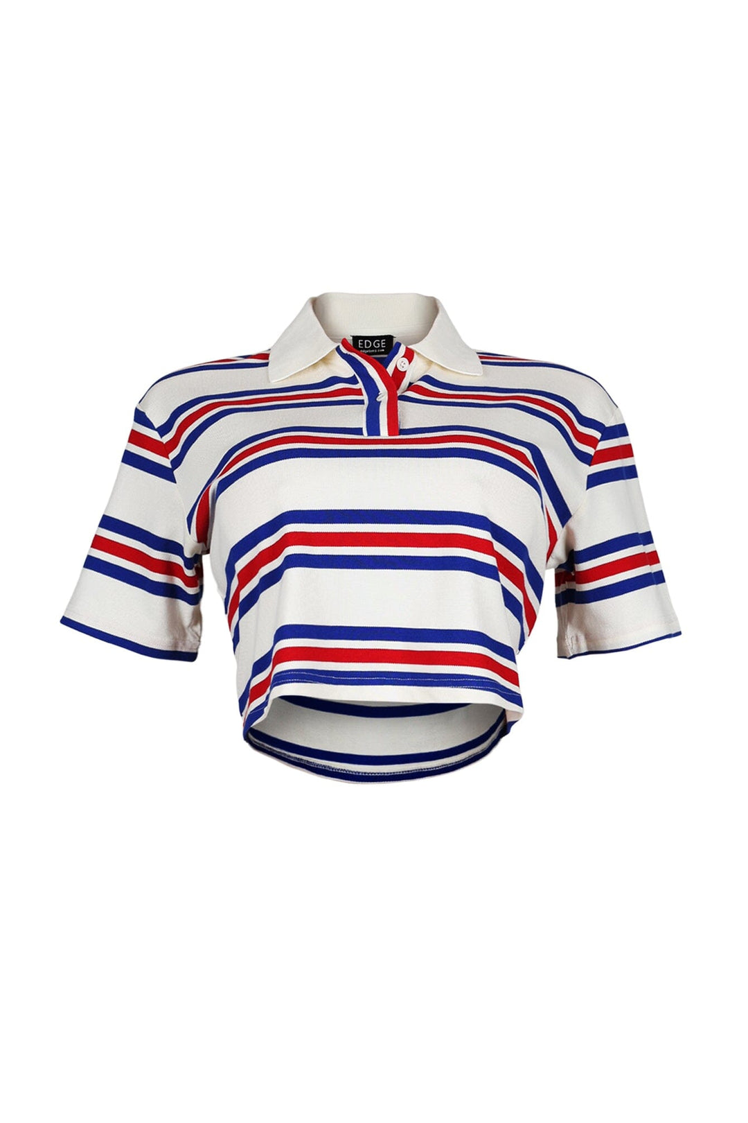 Sally Striped Collared Button Up Crop Top