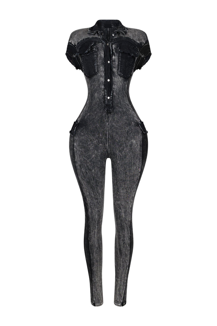 Cady Mineral Washed Frayed Jumpsuit