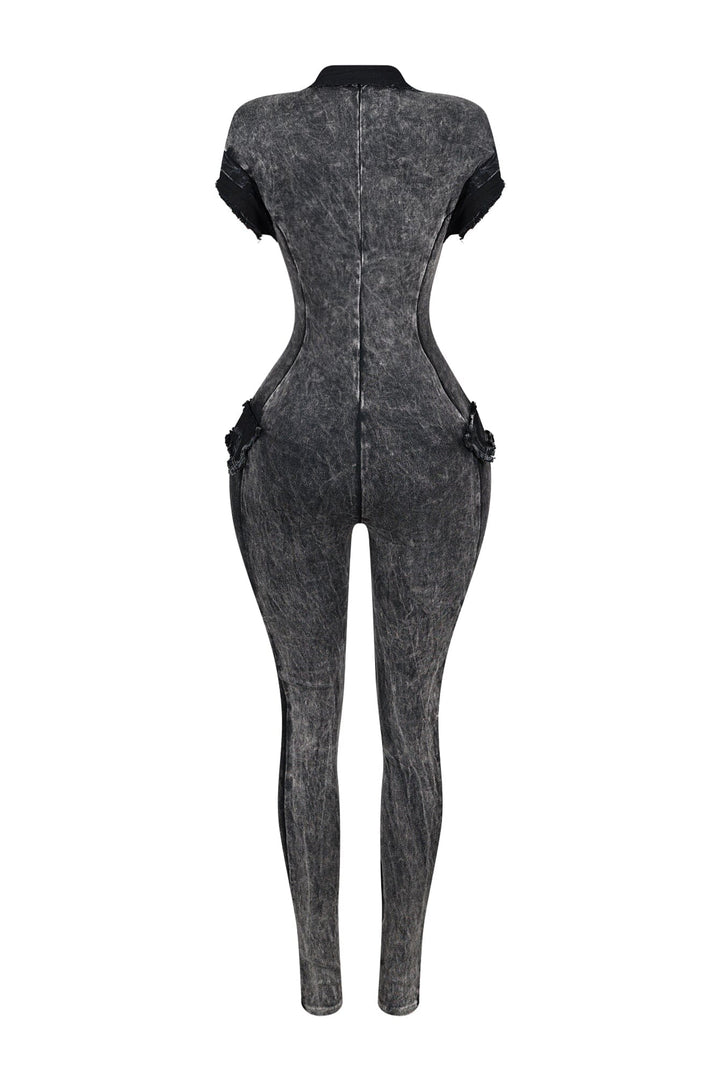 Cady Mineral Washed Frayed Jumpsuit