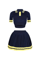 Martina Tennis Collared Knit Top &amp; Skirt SET