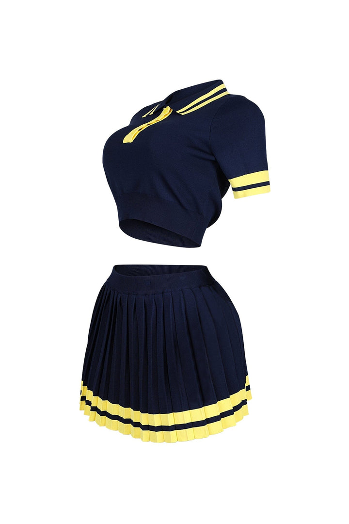 Martina Tennis Collared Knit Top &amp; Skirt SET