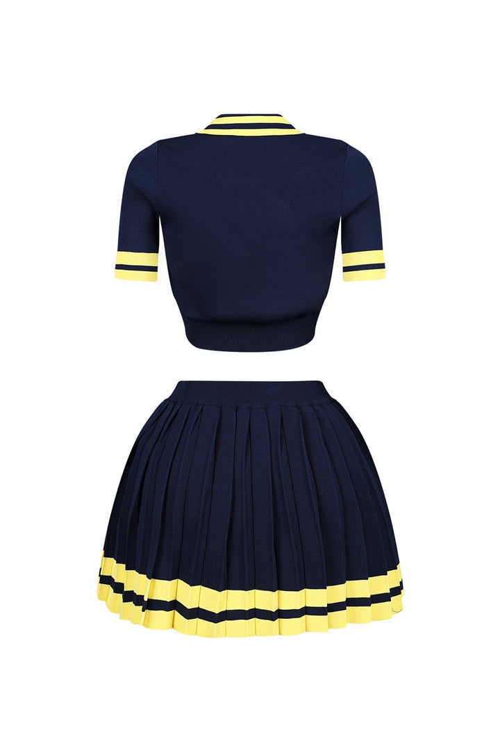 Martina Tennis Collared Knit Top &amp; Skirt SET