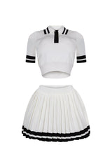 Martina Tennis Collared Knit Top &amp; Skirt SET