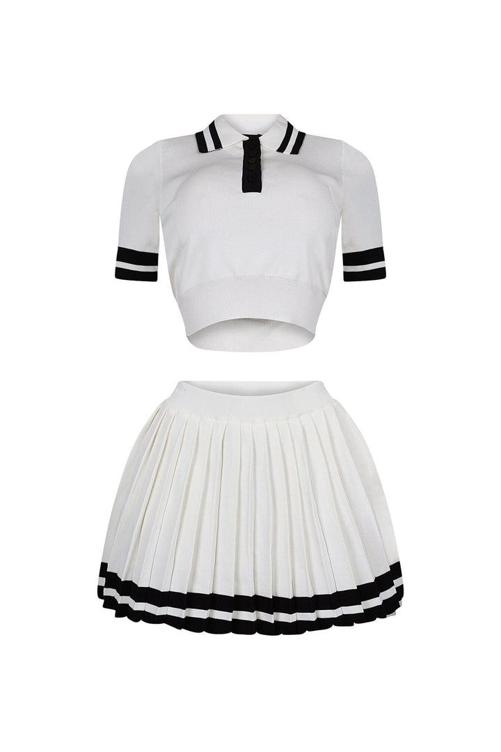 Martina Tennis Collared Knit Top &amp; Skirt SET