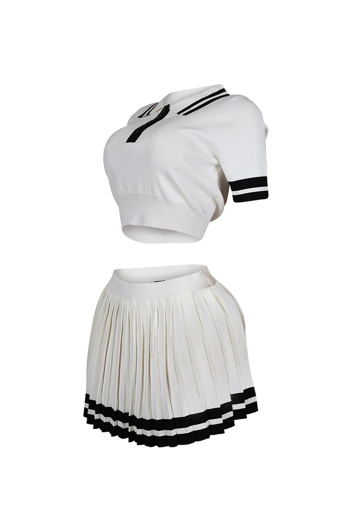 Martina Tennis Collared Knit Top &amp; Skirt SET