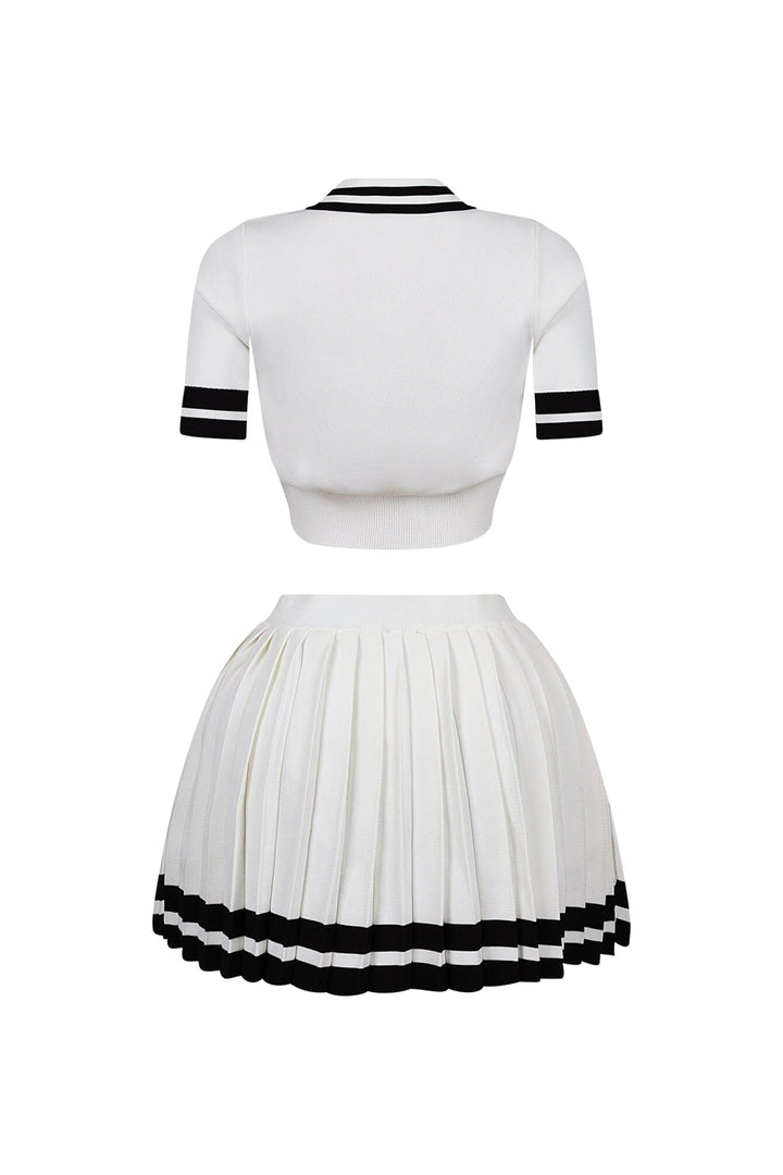 Martina Tennis Collared Knit Top &amp; Skirt SET