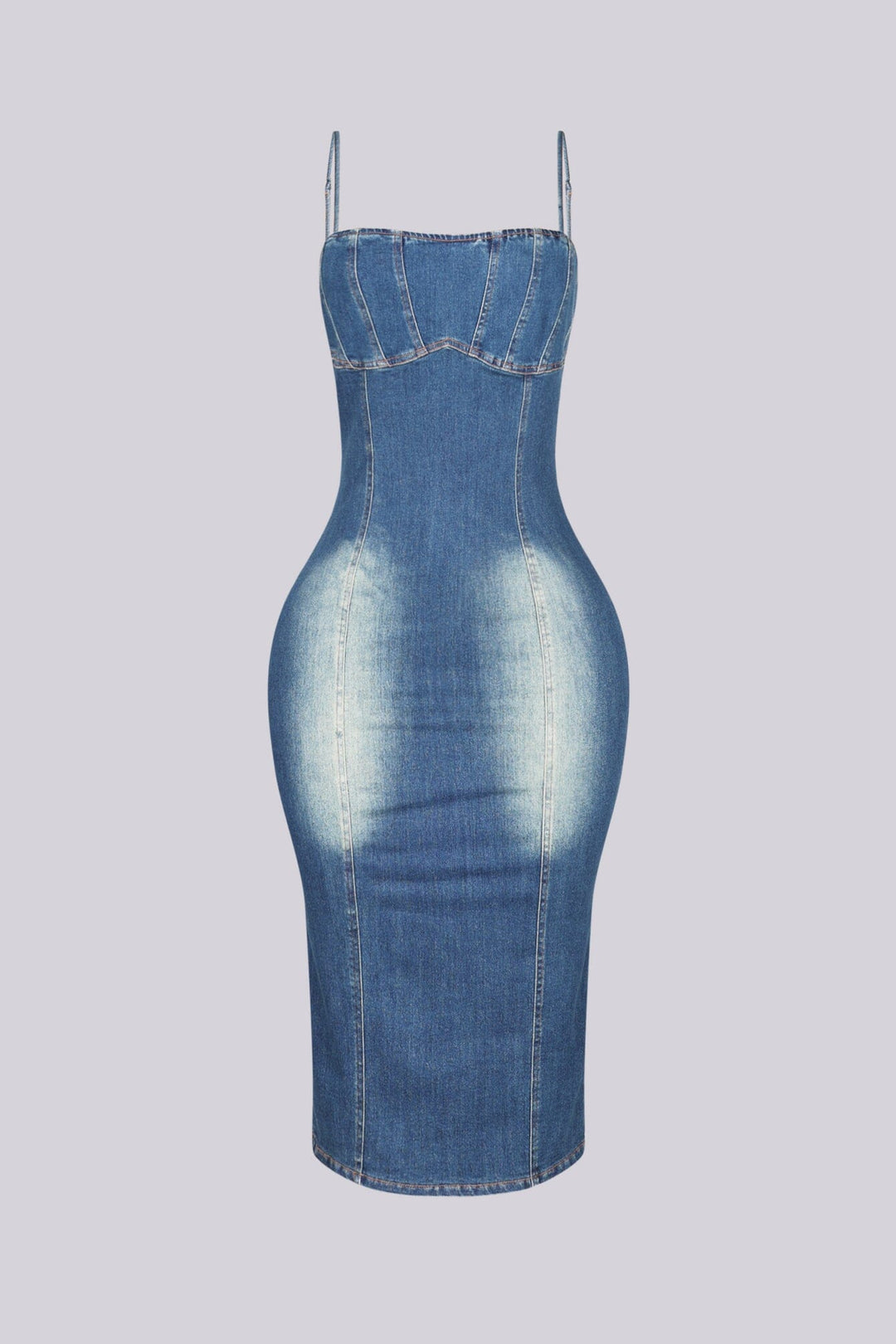 Ava Contour Denim Midi Dress