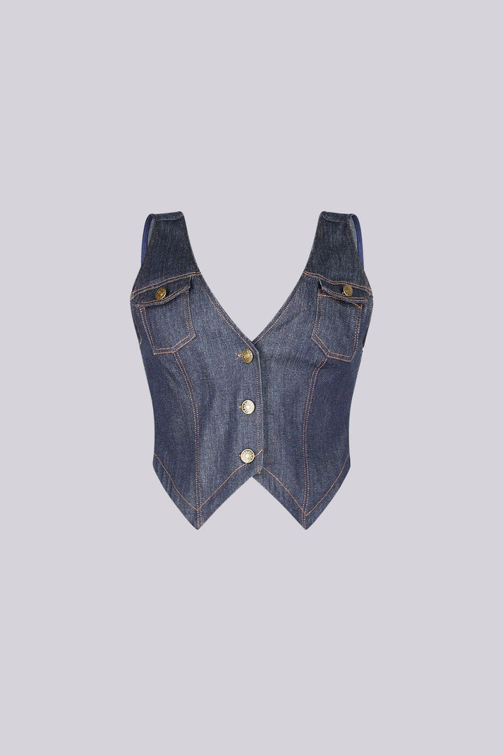 Cyra Indigo Denim Vest Top