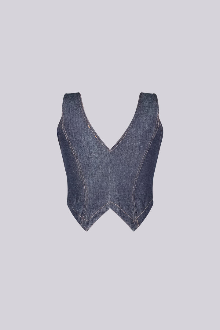Cyra Indigo Denim Vest Top