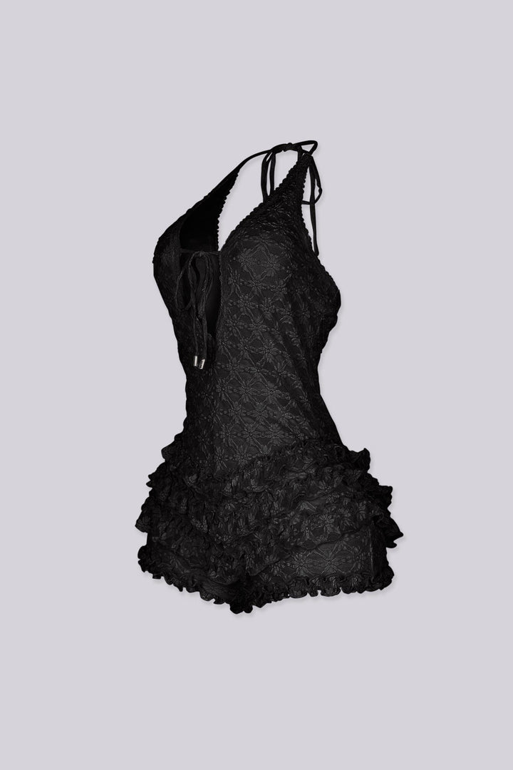 Eden Floral Ruffle Halter Romper