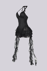 Noctessa Cascading Lace Halter Romper