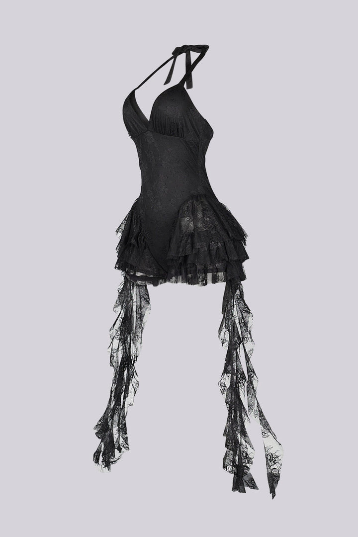 Noctessa Cascading Lace Halter Romper