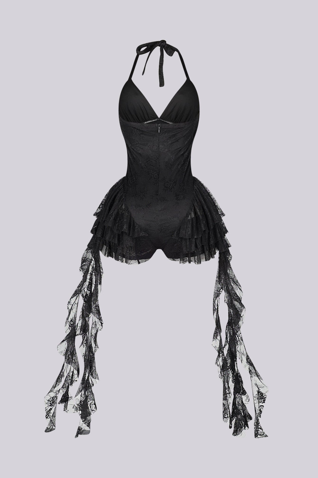 Noctessa Cascading Lace Halter Romper
