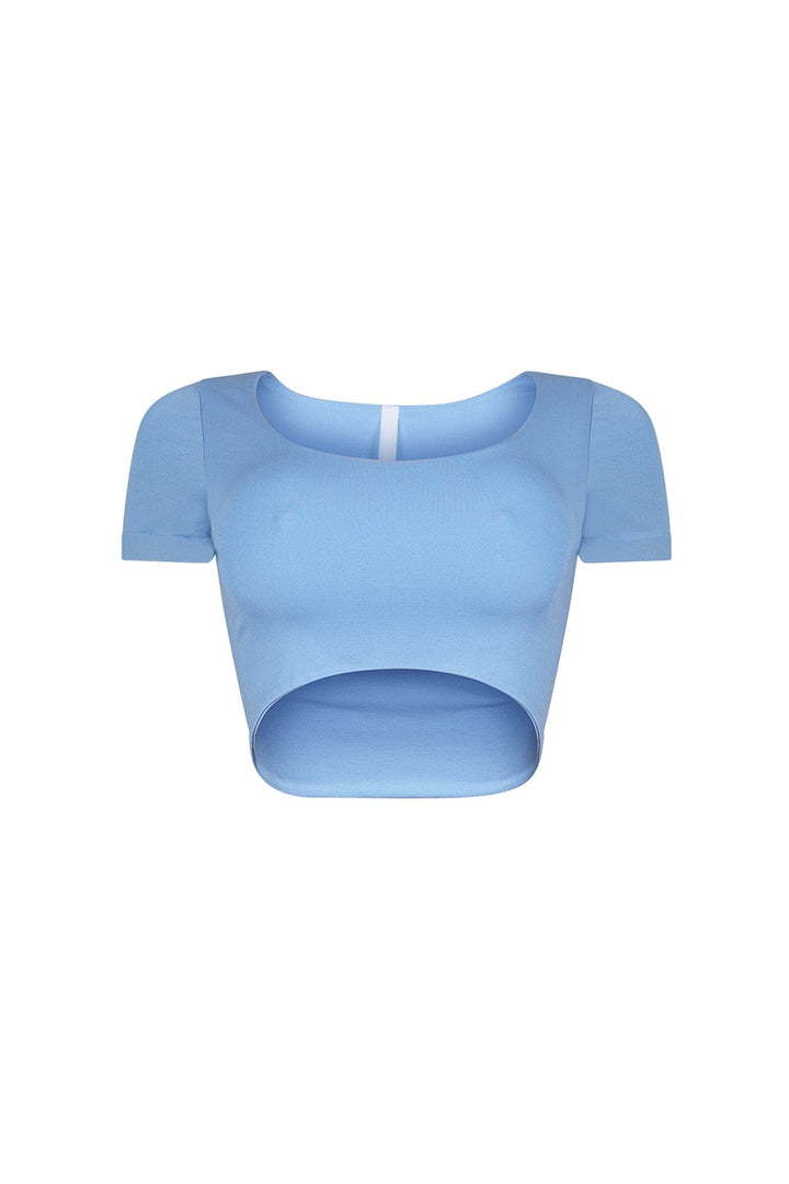 Amina Short Sleeve Double Layered Crop Top