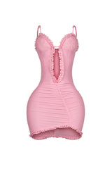Elizabeth Mesh Tank Cutout Ruffle Mini Dress