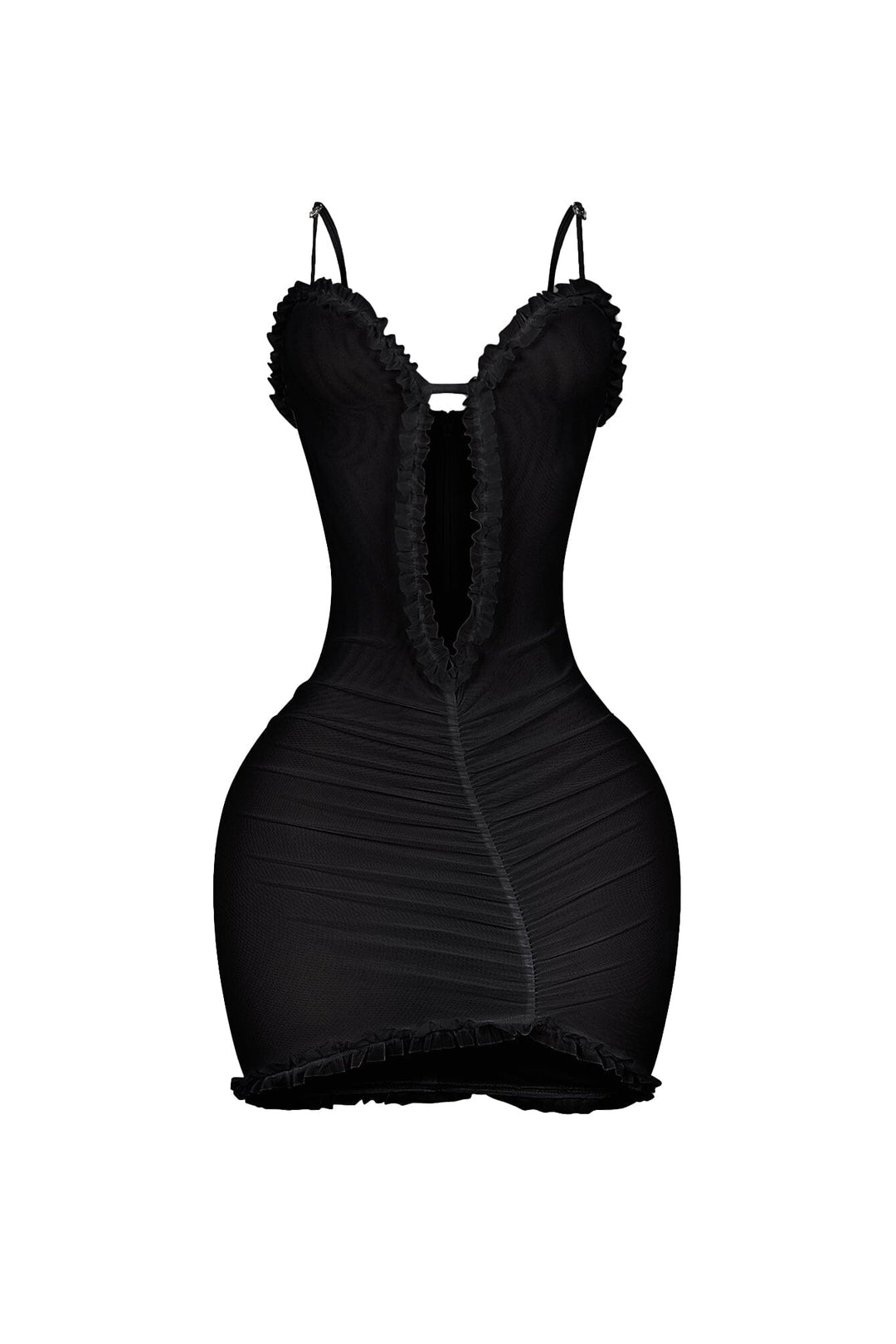 Elizabeth Mesh Tank Cutout Ruffle Mini Dress