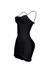 Elizabeth Mesh Tank Cutout Ruffle Mini Dress