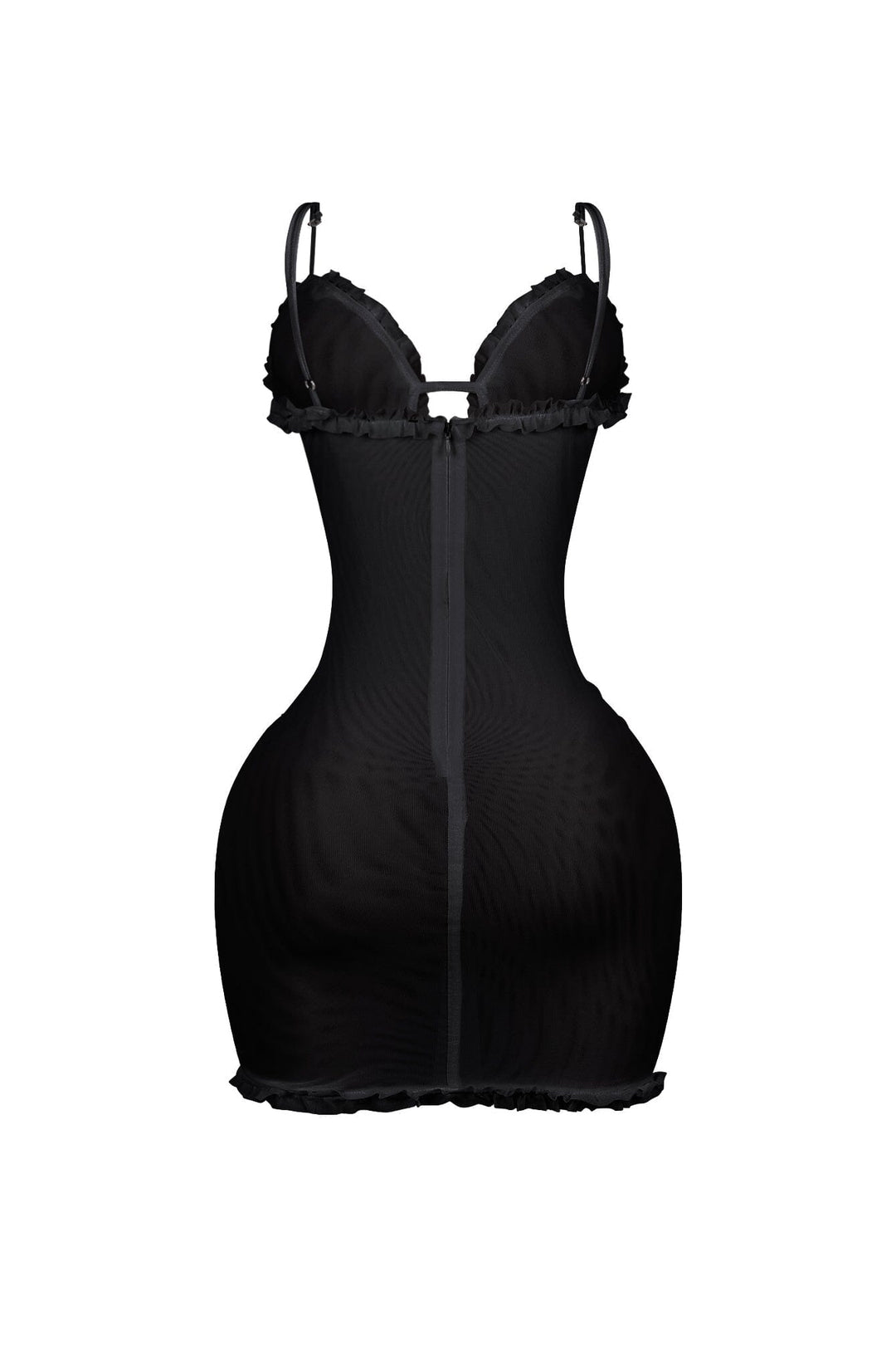 Elizabeth Mesh Tank Cutout Ruffle Mini Dress