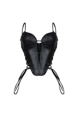 Isla Faux Leather Lace Up Bustier Top