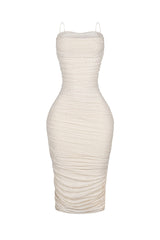 Gemma Rhinestone Mesh Ruched Dress