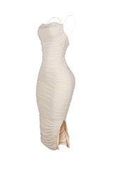 Gemma Rhinestone Mesh Ruched Dress