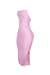 Gemma Rhinestone Mesh Ruched Dress