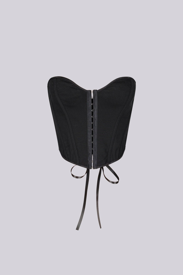 Modern Black Lace Up Corset Top