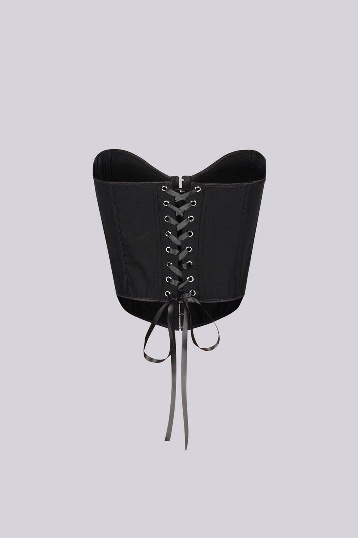 Modern Black Lace Up Corset Top