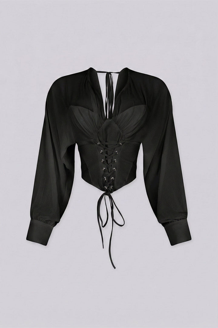 Tie Me Up Sheer Long Sleeve Top