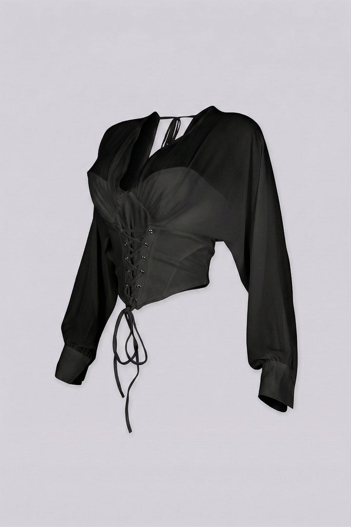 Tie Me Up Sheer Long Sleeve Top