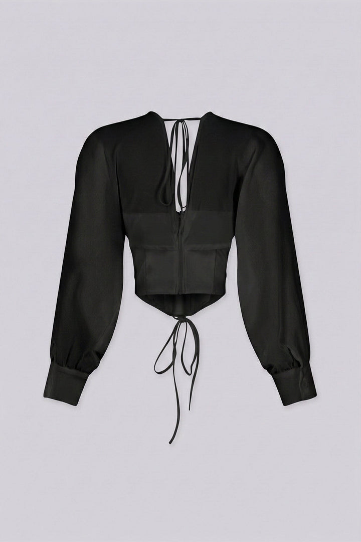 Tie Me Up Sheer Long Sleeve Top
