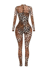 Brianne Mesh Leopard Jumpsuit