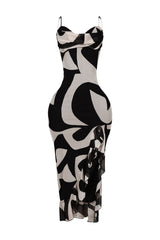 Jayden Mesh Print Padded Bustier Dress