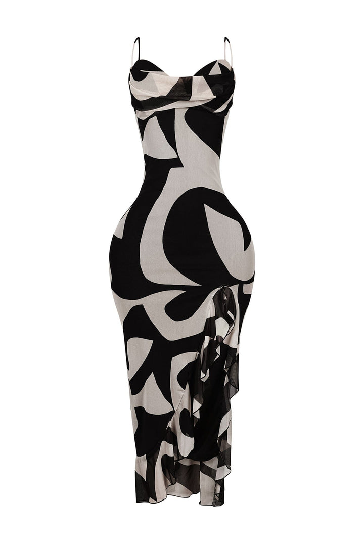 Jayden Mesh Print Padded Bustier Dress