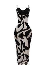 Jayden Mesh Print Padded Bustier Dress