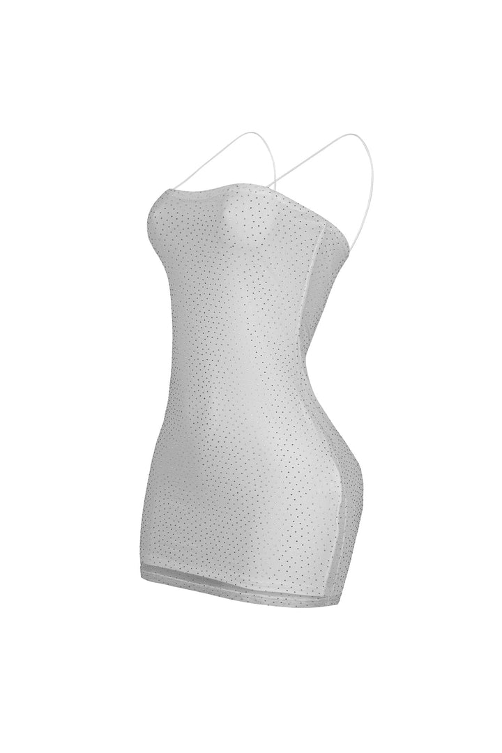 Adrian Mesh Tank Rhinestone Mini Dress