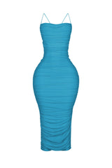 Alyssa Mesh Ruched Midi Dress