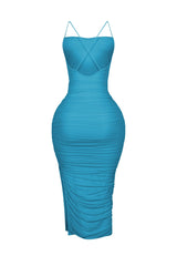 Alyssa Mesh Ruched Midi Dress
