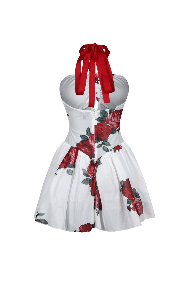 Cassandra Floral Halter Flare Mini Dress