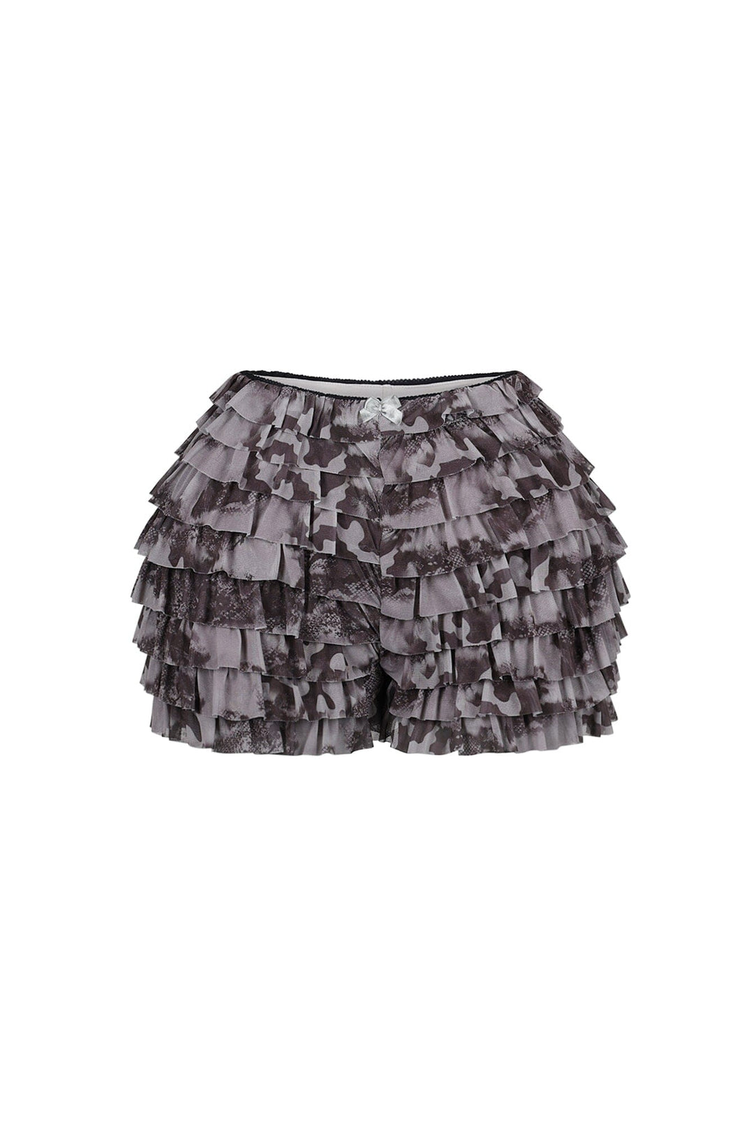 Brennan Mesh Snake Print Ruffle Shorts