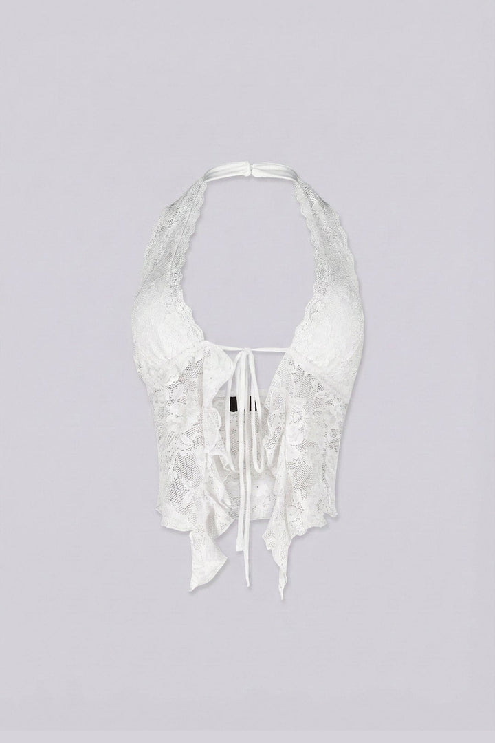 Flora Floral Lace Halter Crop Top