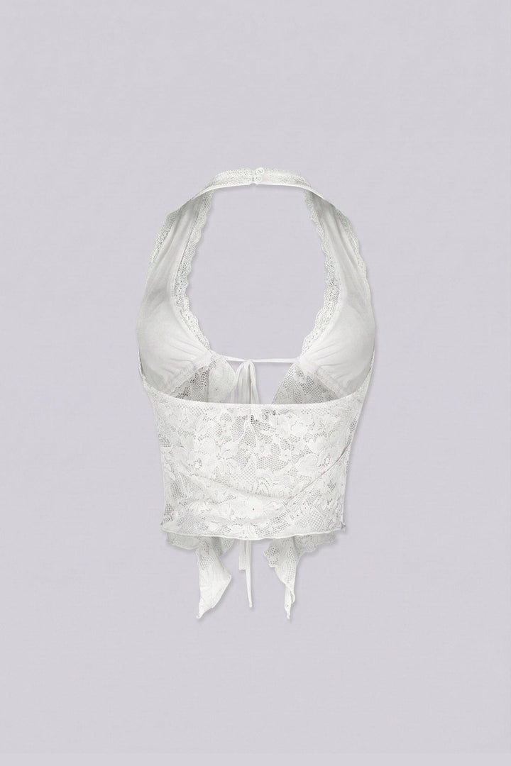 Flora Floral Lace Halter Crop Top