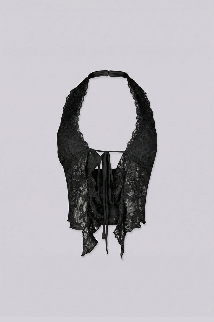 Flora Floral Lace Halter Crop Top