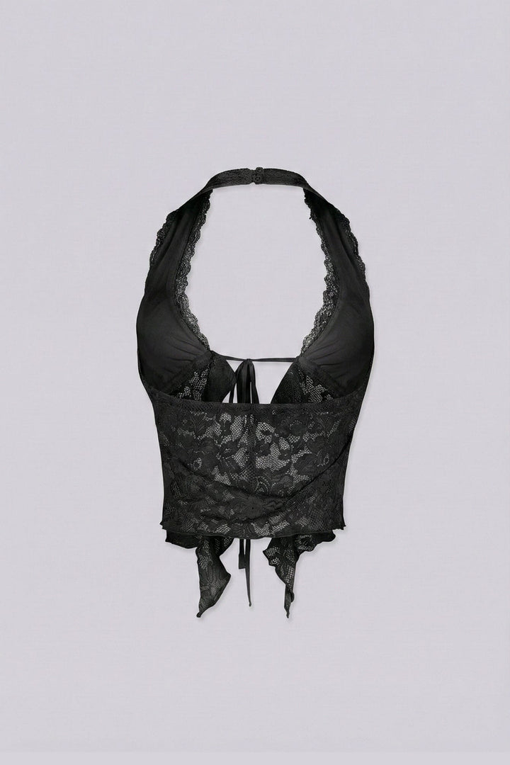 Flora Floral Lace Halter Crop Top
