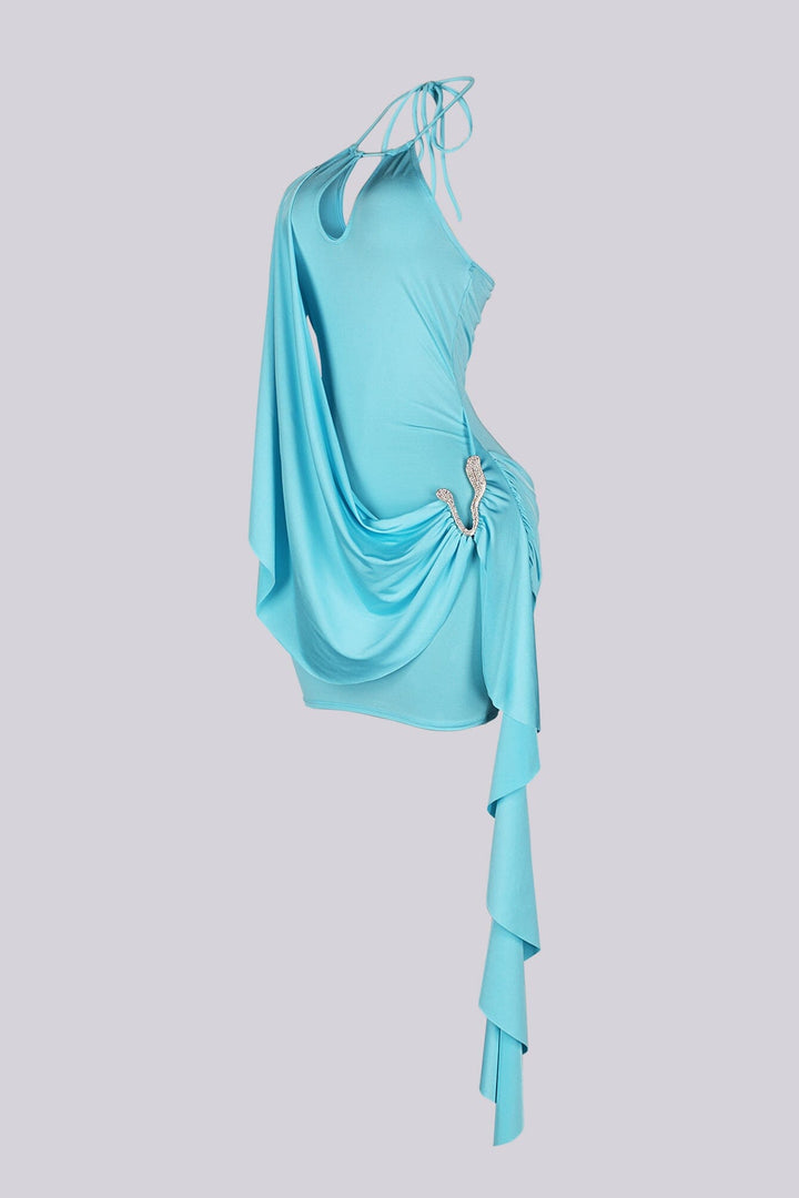 Nessy Drape Halter Mini Dress