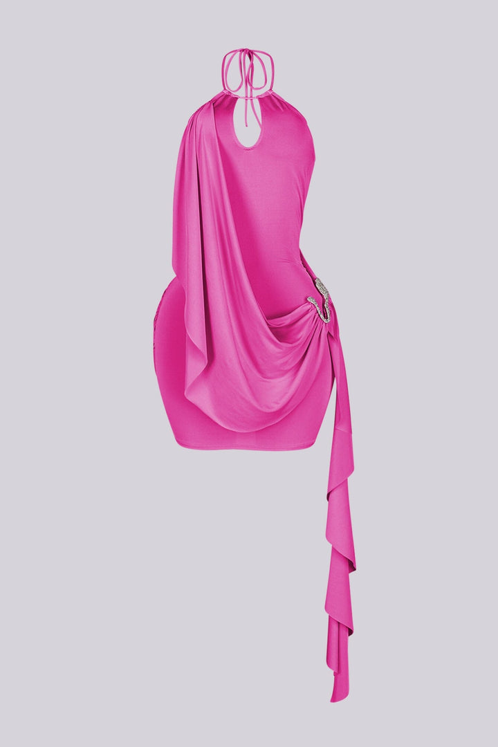 Nessy Drape Halter Mini Dress