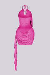 Nessy Drape Halter Mini Dress